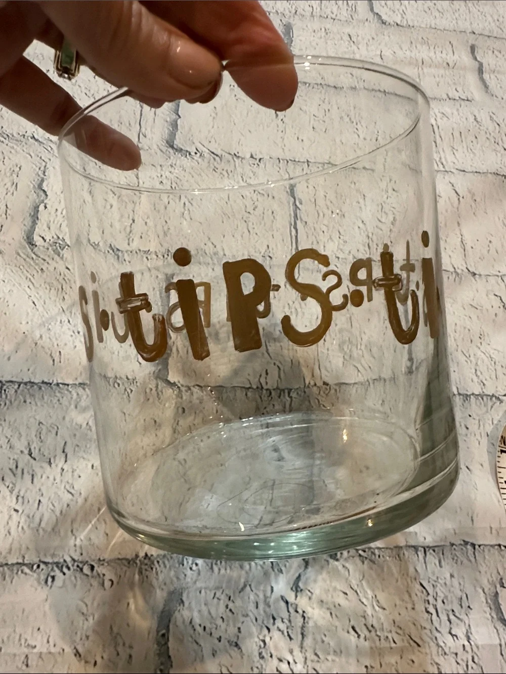 Tips Glass  with Gold Script